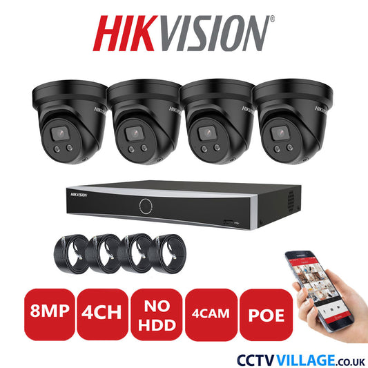 Hikvision 8MP IP system four cameras with audio without HDD