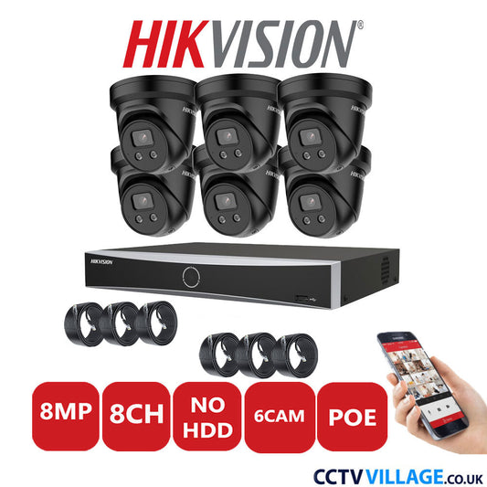 Hikvision 8MP IP system six cameras with audio without HDD