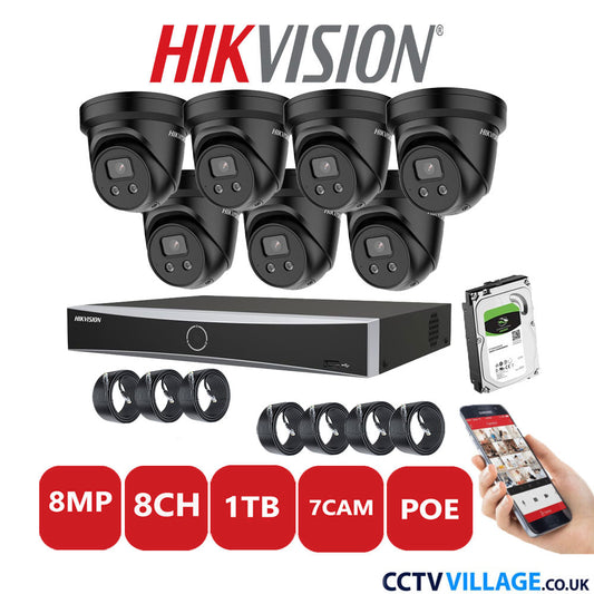 Hikvision 8MP IP system seven cameras with audio 1TB