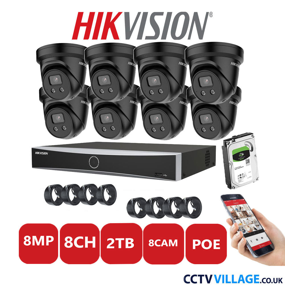 Hikvision 8MP IP system eight cameras with audio 2TB