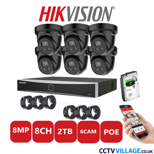 Hikvision 8MP IP system six cameras with audio 2TB