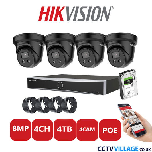 Hikvision 8MP IP system four cameras with audio 4TB