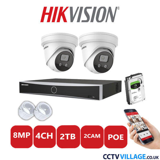 Hikvision 8MP IP system two cameras with audio 2TB