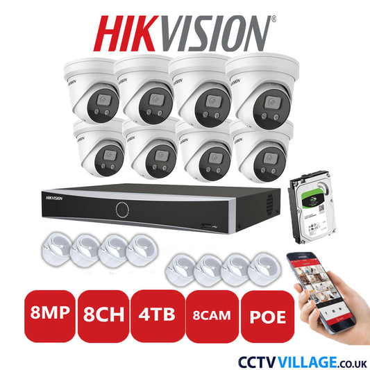 Hikvision 8MP IP system eight cameras with audio 4TB