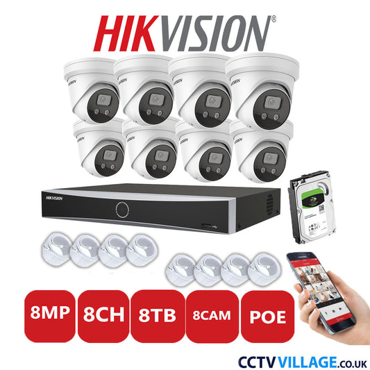 Hikvision 8MP IP system eight cameras with audio 8TB