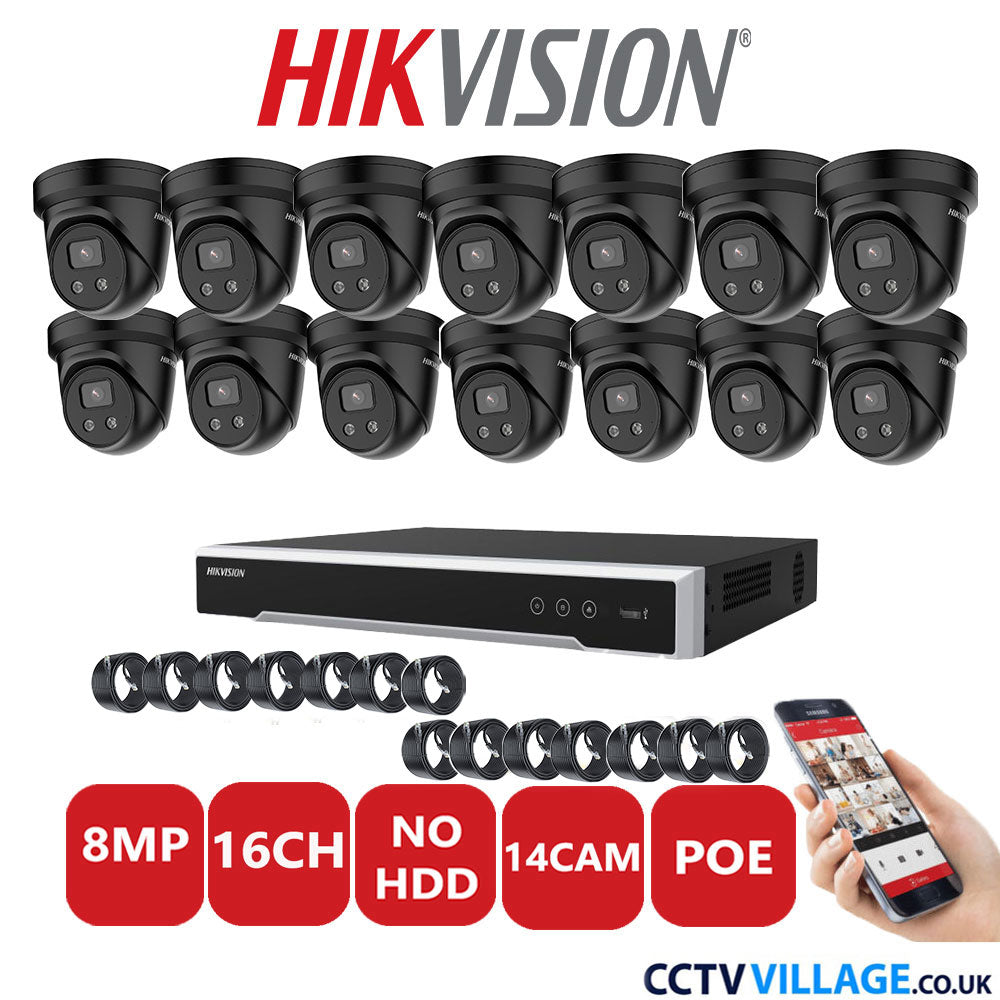 Hikvision 8MP IP system fourteen cameras with audio without HDD