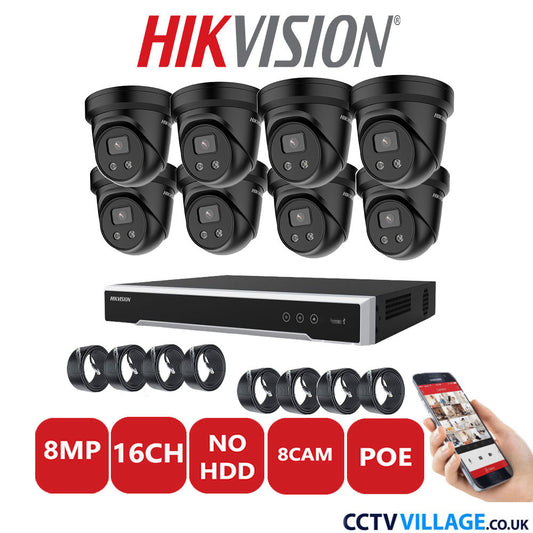 Hikvision 8MP IP system eight cameras with audio without HDD