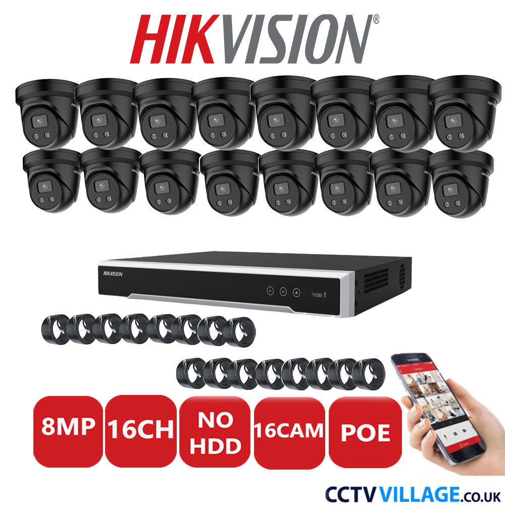 Hikvision 8MP IP system sixteen cameras with audio without HDD