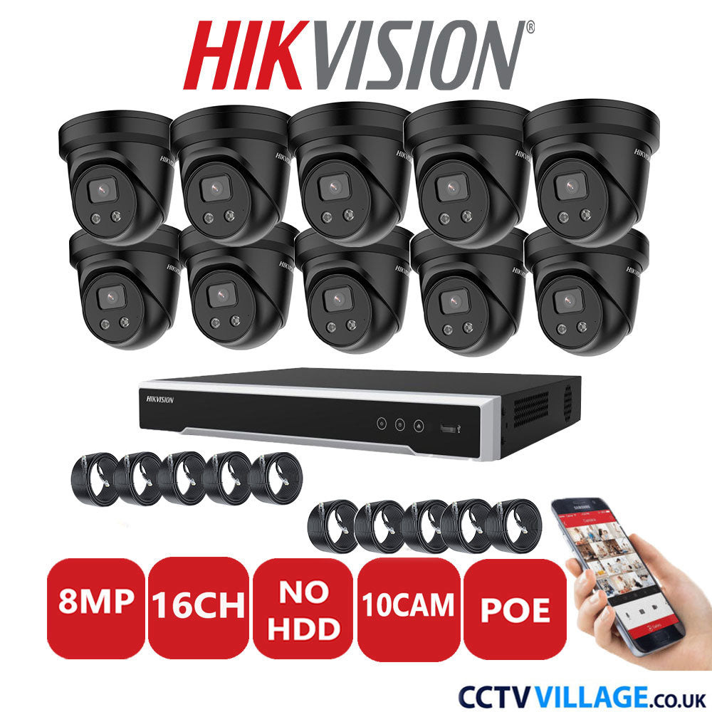 Hikvision 8MP IP system ten cameras with audio without HDD