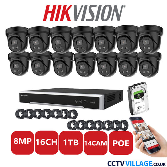 Hikvision 8MP IP system fourteen cameras with audio 1TB