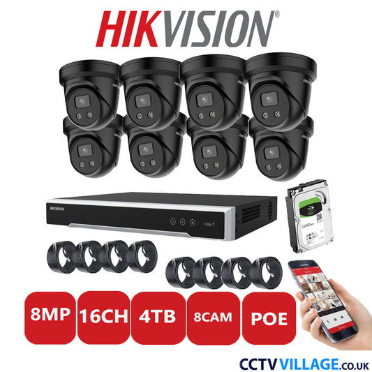 Hikvision 8MP IP system eight cameras with audio 4TB