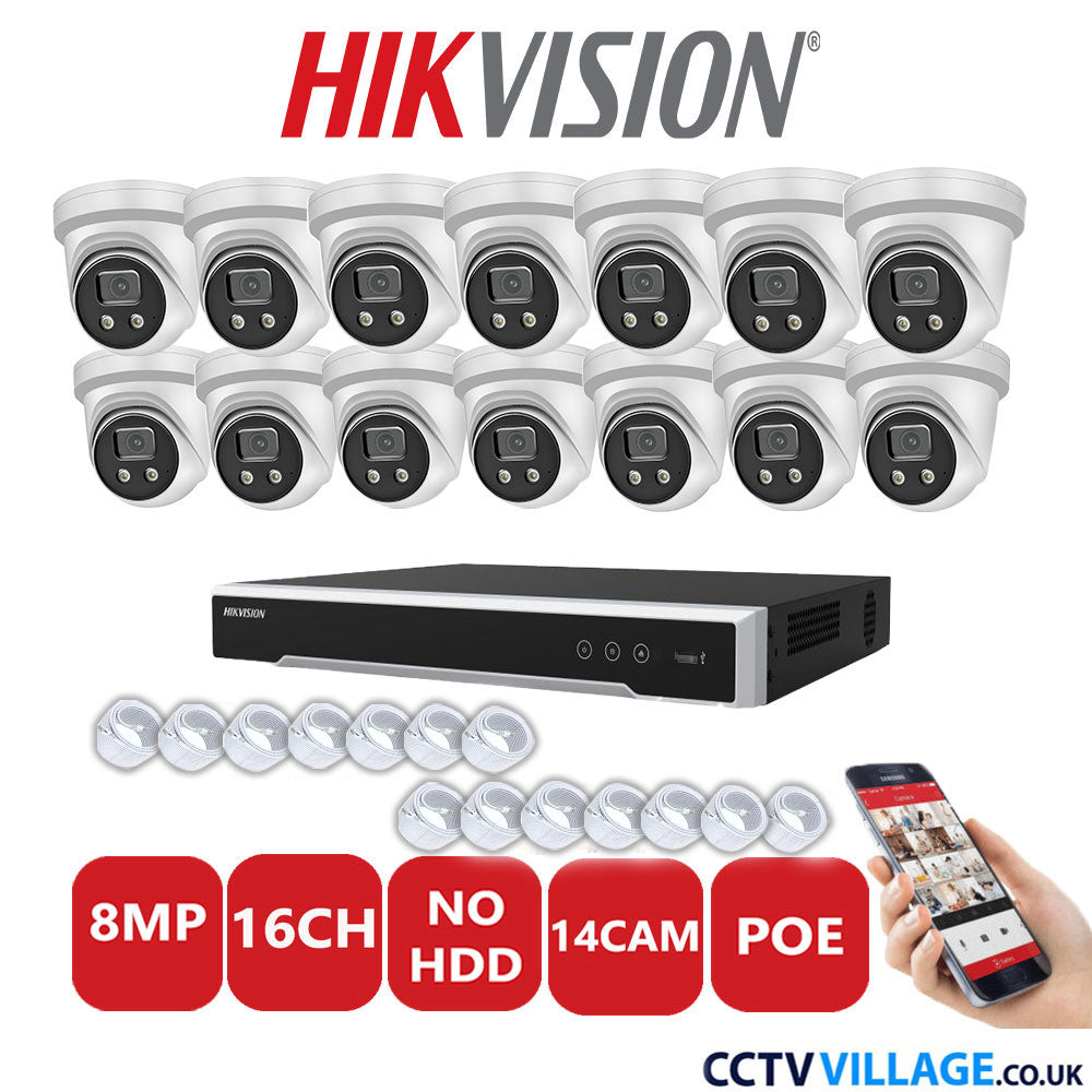 Hikvision 8MP IP system fourteen cameras with audio without HDD