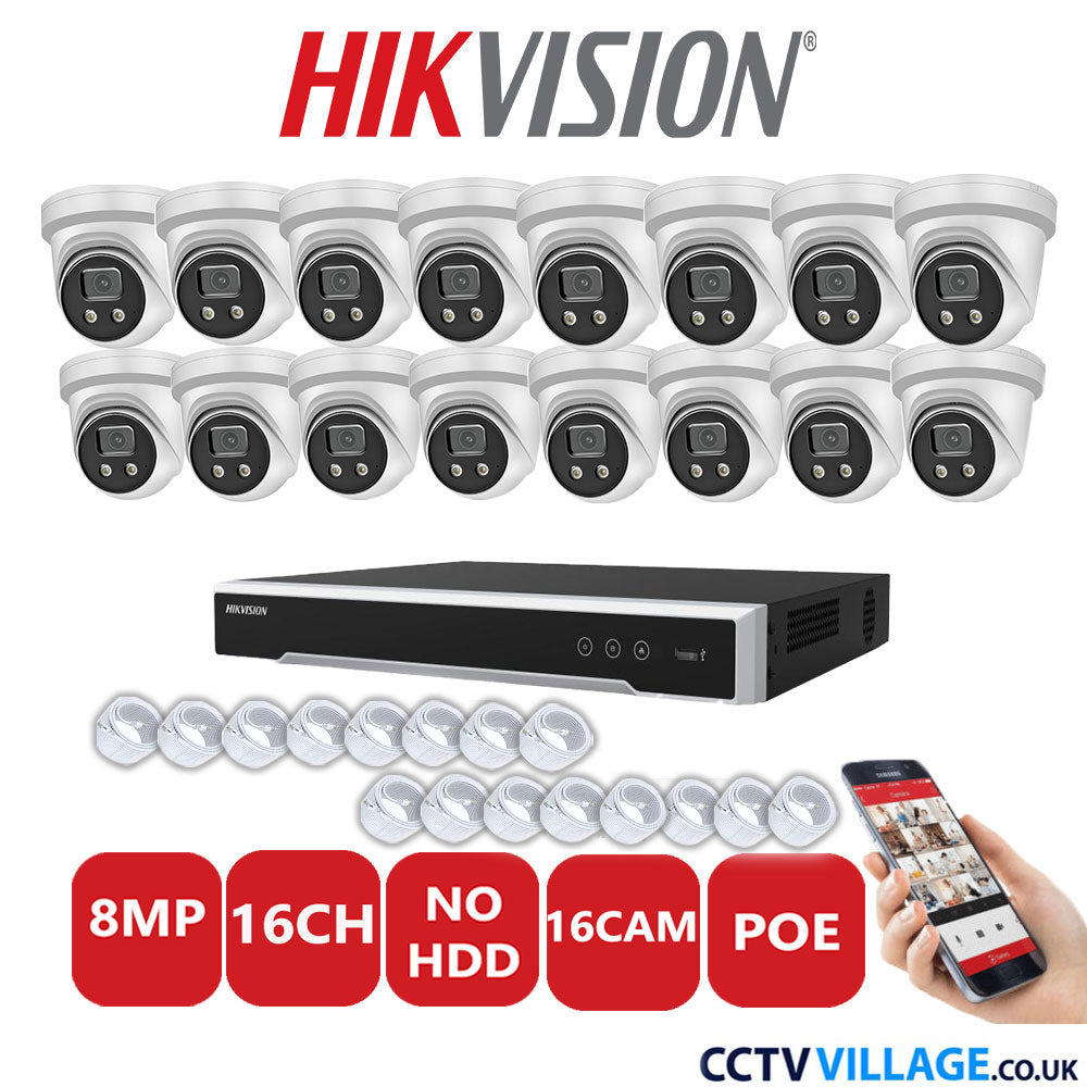 Hikvision 8MP IP system sixteen cameras with audio without HDD