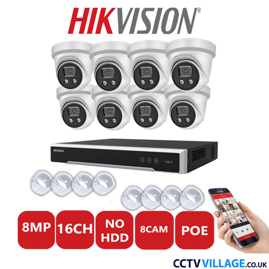 Hikvision 8MP IP system eight cameras with audio without HDD