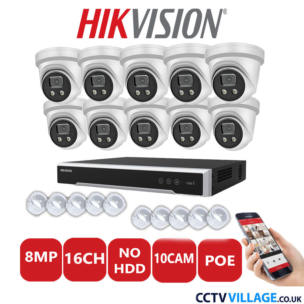 Hikvision 8MP IP system ten cameras with audio without HDD