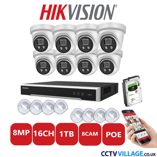 Hikvision 8MP IP system eight cameras with audio 1TB