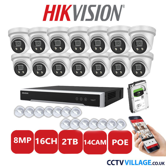 Hikvision 8MP IP system fourteen cameras with audio 2TB