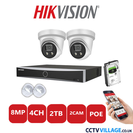 Hikvision 8MP IP system two cameras  with audio 2TB