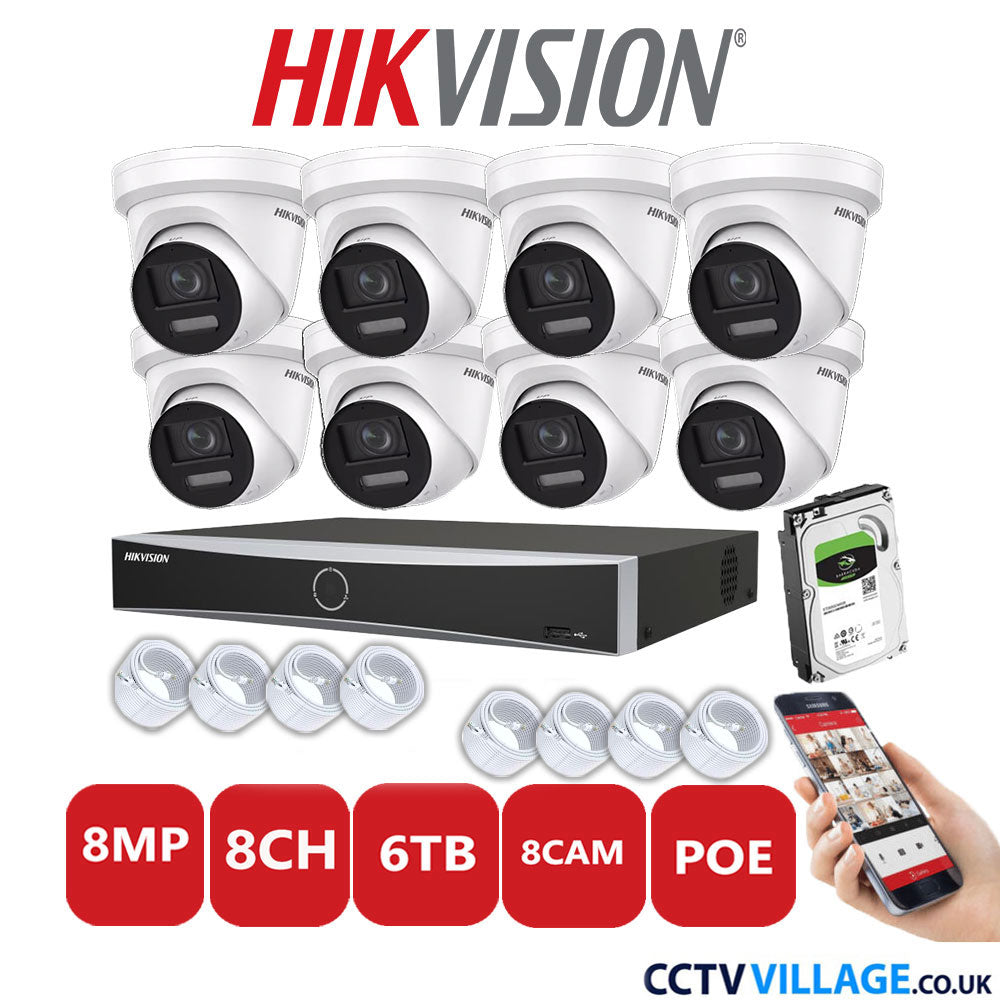 Hikvision 8MP IP system eight cameras with audio 6TB
