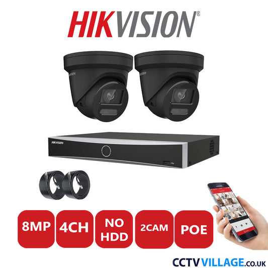 Hikvision 8MP IP system two cameras with audio without HDD