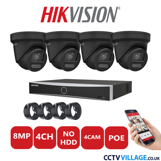 Hikvision 8MP IP system four cameras with audio without HDD