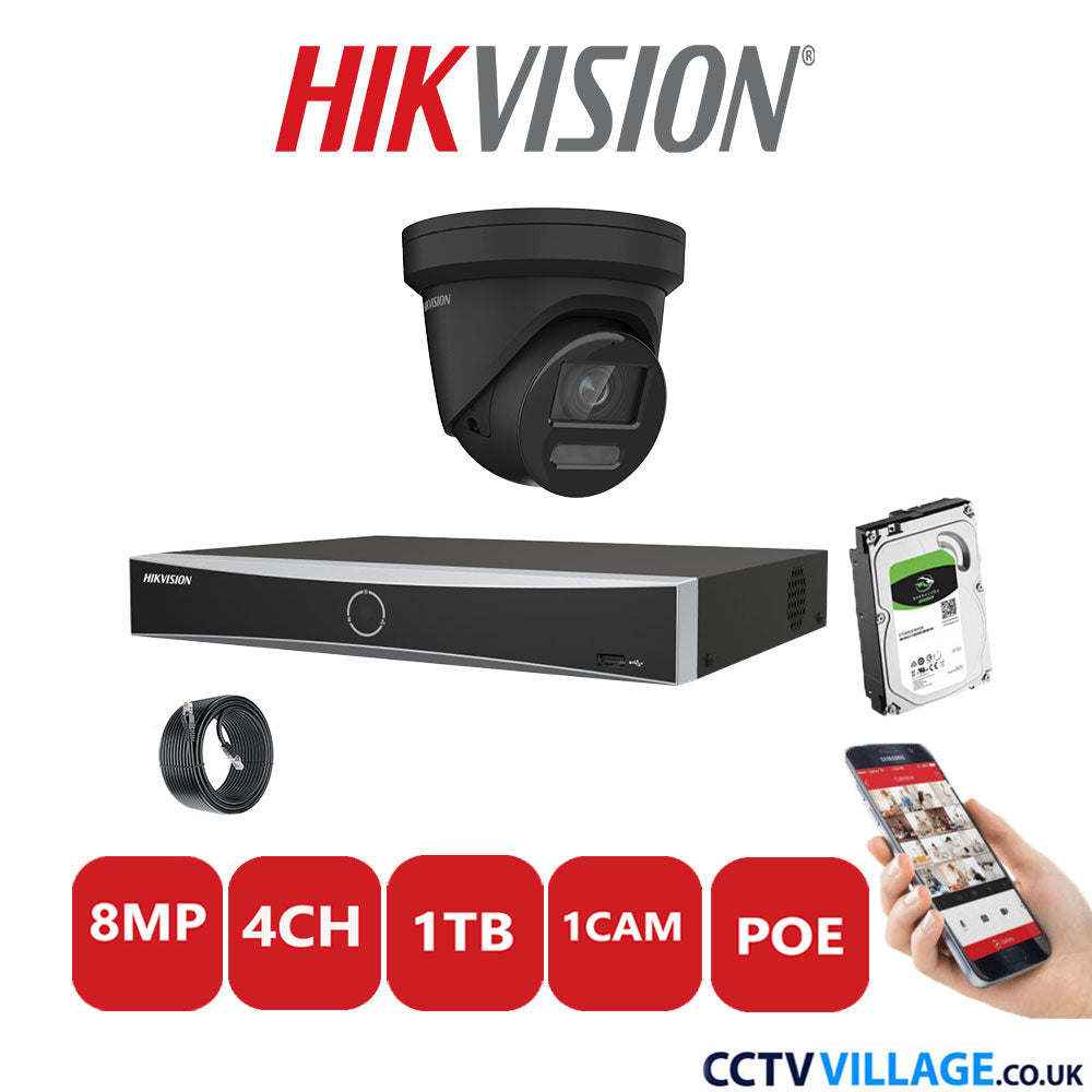 Hikvision 8MP IP system one camera with audio 1TB