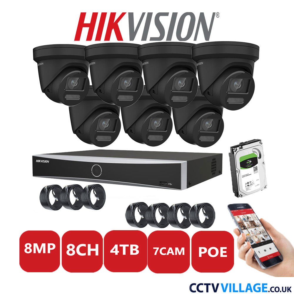 Hikvision 8MP IP system seven cameras with audio 4TB