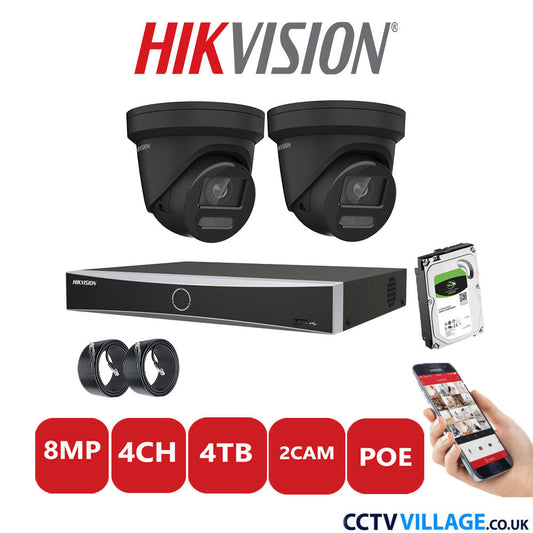 Hikvision 8MP IP system two cameras with audio 4TB
