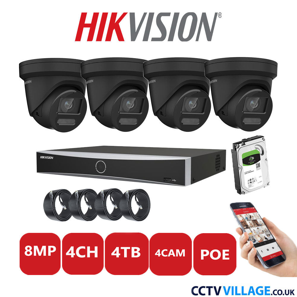 Hikvision 8MP IP system four cameras with audio 4TB