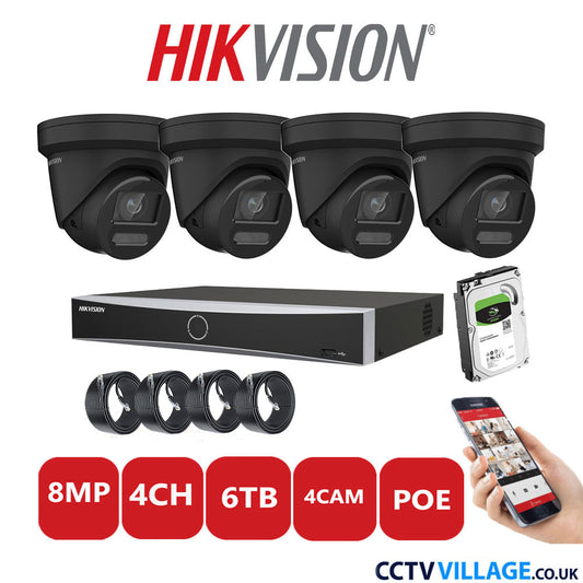 Hikvision 8MP IP system four cameras with audio 6TB