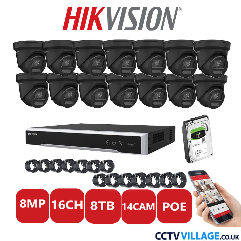 Hikvision 8MP IP system fourteen cameras with audio 8TB