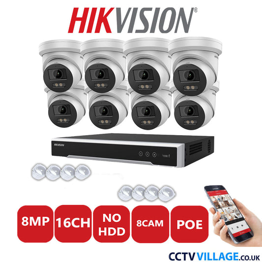 Hikvision 8MP IP system eight cameras with audio without HDD