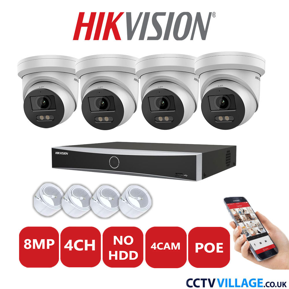 Hikvision 8MP IP system four cameras with audio without HDD