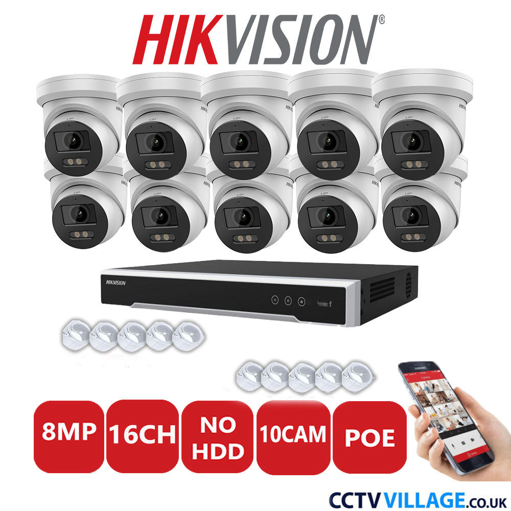 Hikvision 8MP IP system ten cameras with audio without HDD