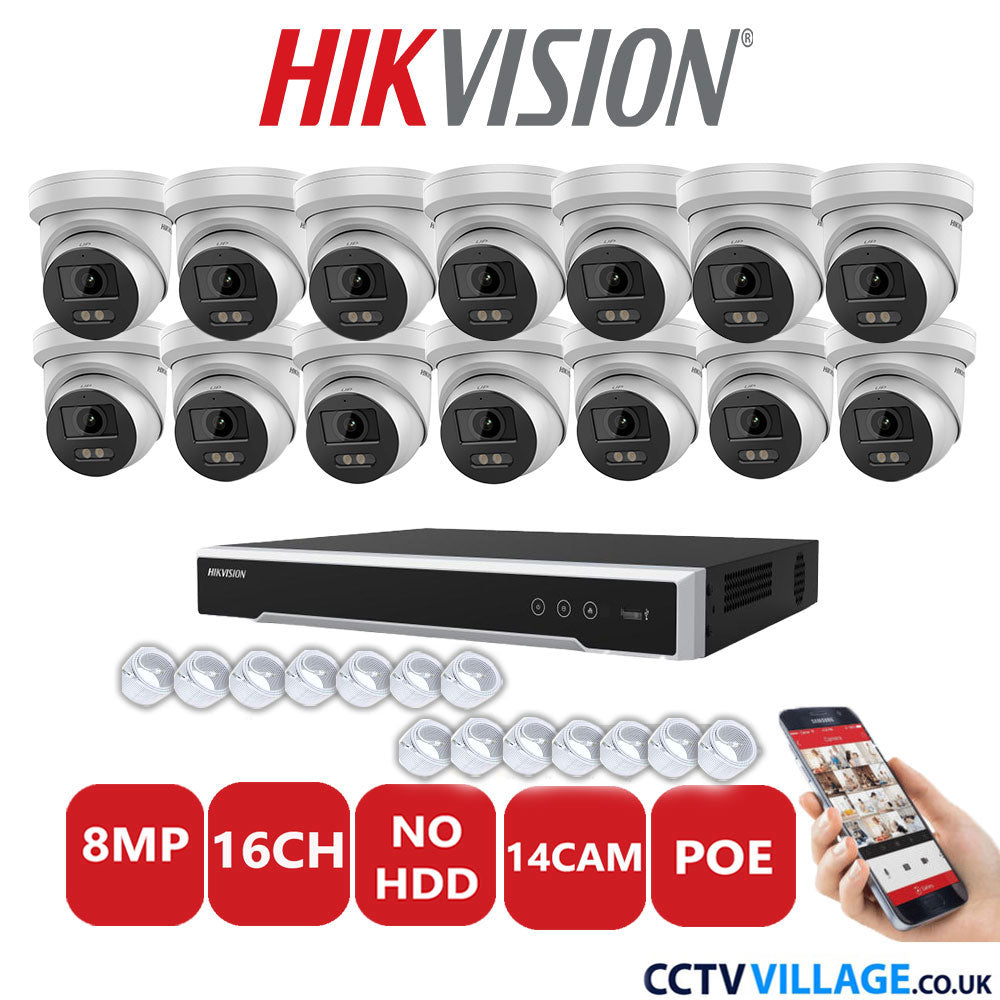 Hikvision 8MP IP system fourteen cameras with audio without HDD