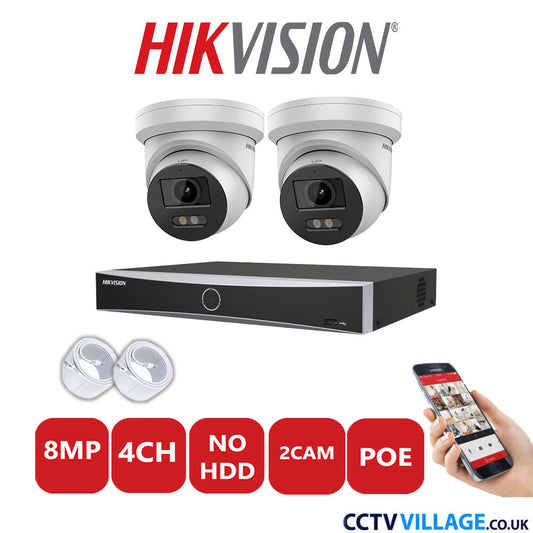 Hikvision 8MP IP system two cameras with audio without HDD
