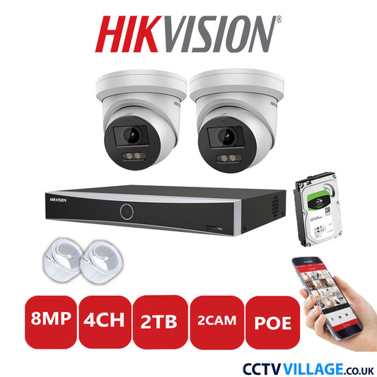Hikvision 8MP IP system two cameras with audio 2TB