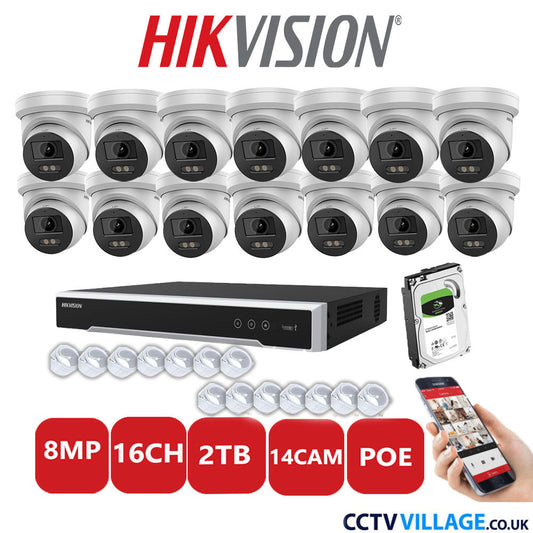 Hikvision 8MP IP system fourteen cameras with audio 2TB
