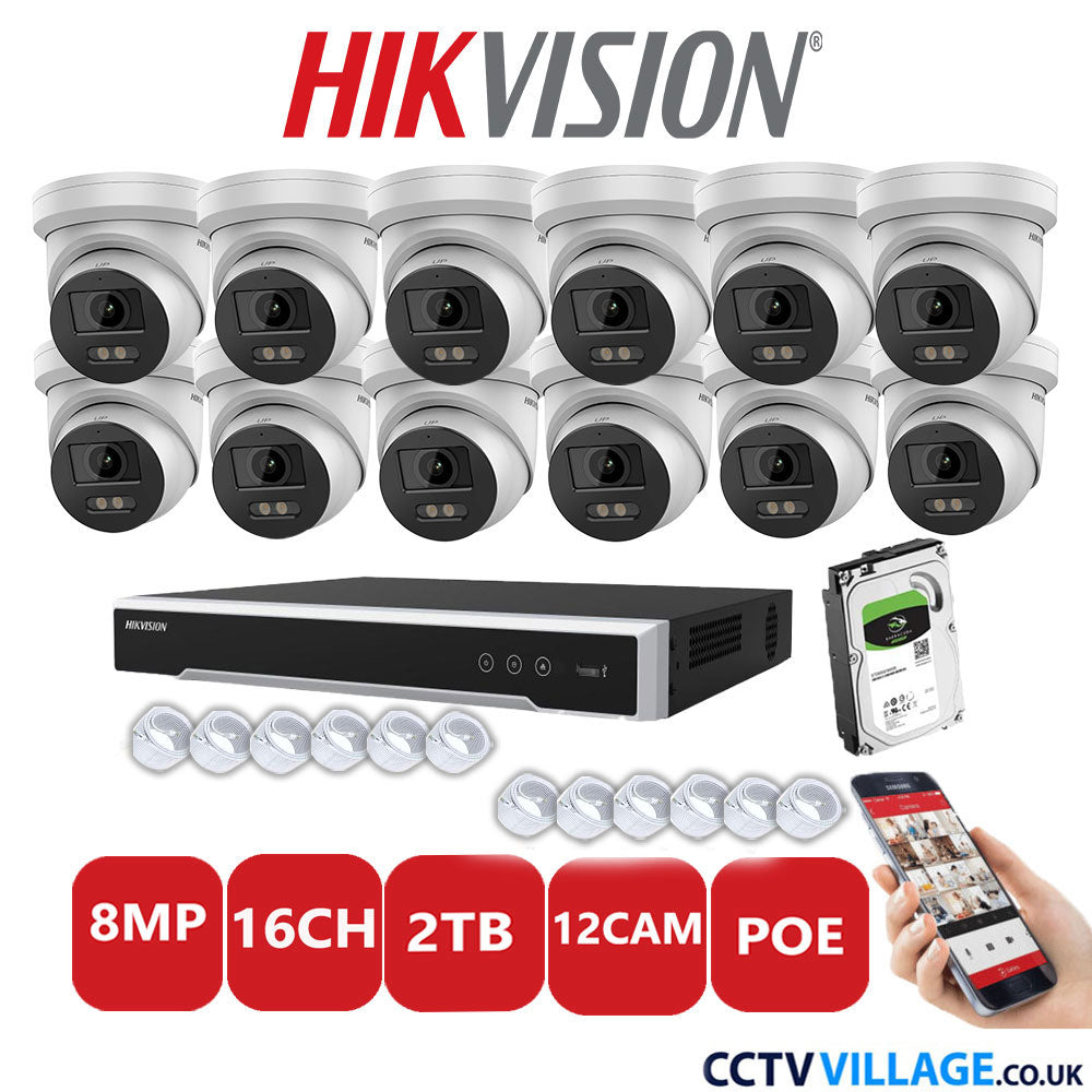 Hikvision 8MP IP system twelve cameras with audio 2TB