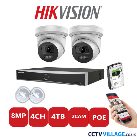 Hikvision 8MP IP system two cameras with audio 4TB