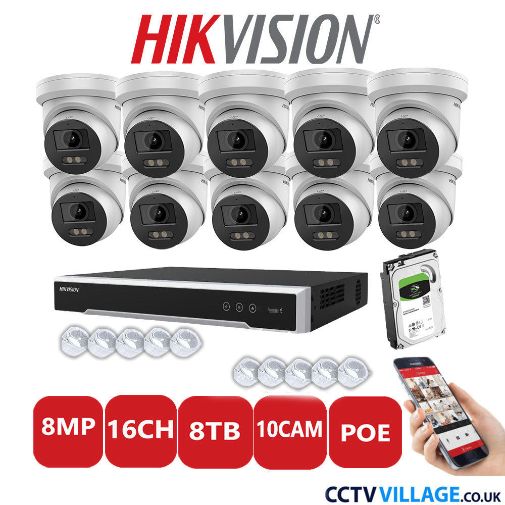 Hikvision 8MP IP system ten cameras with audio 8TB