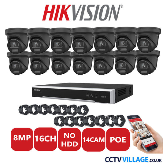Hikvision 8MP IP system fourteen cameras with audio without HDD