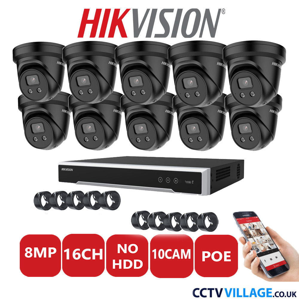 Hikvision 8MP IP system ten cameras with audio without HDD