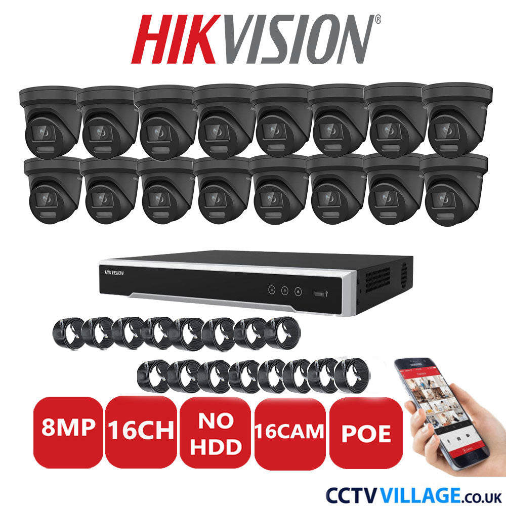 Hikvision 8MP IP system sixteen cameras with audio without HDD