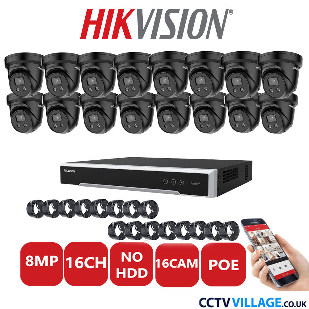 Hikvision 8MP IP system sixteen cameras with audio without HDD