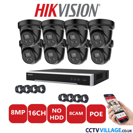 Hikvision 8MP IP system eight cameras with audio without HDD