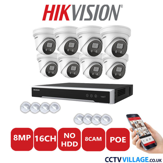 Hikvision 8MP IP system eight cameras with audio without HDD