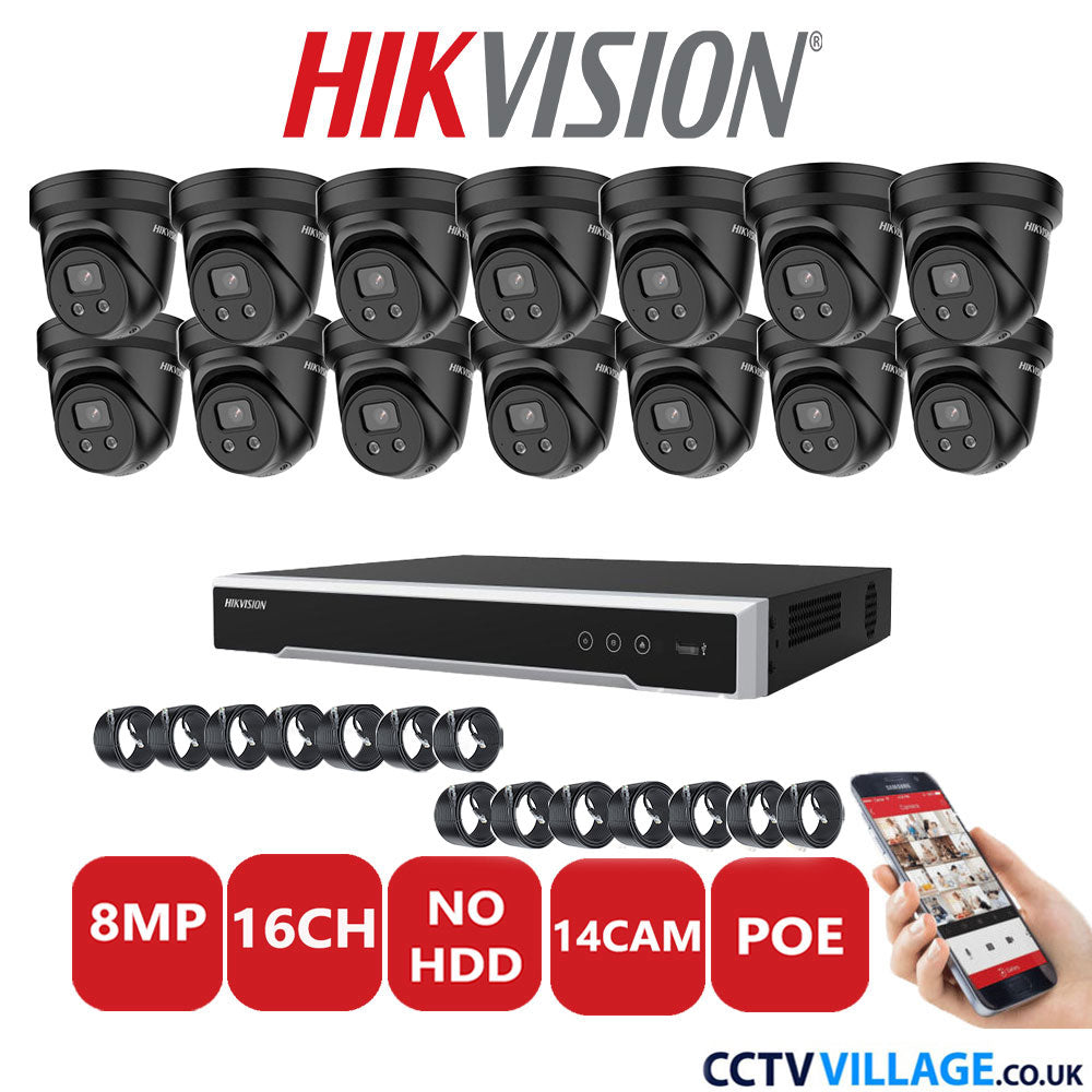 Hikvision 8MP IP system fourteen cameras with audio without HDD