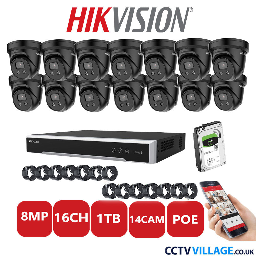 Hikvision 8MP IP system fourteen cameras with audio 1TB