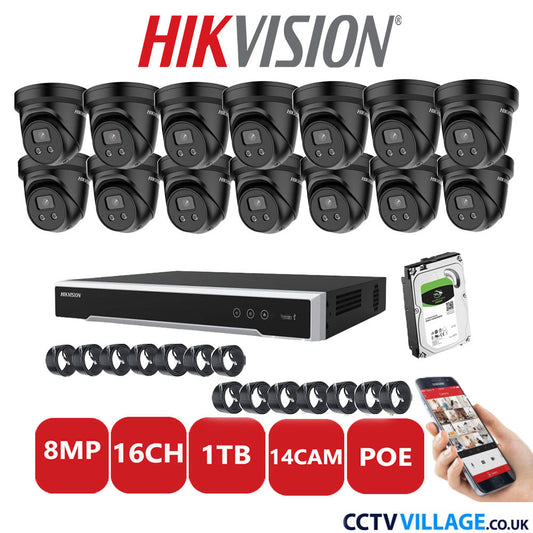 Hikvision 8MP IP system fourteen cameras with audio 1TB